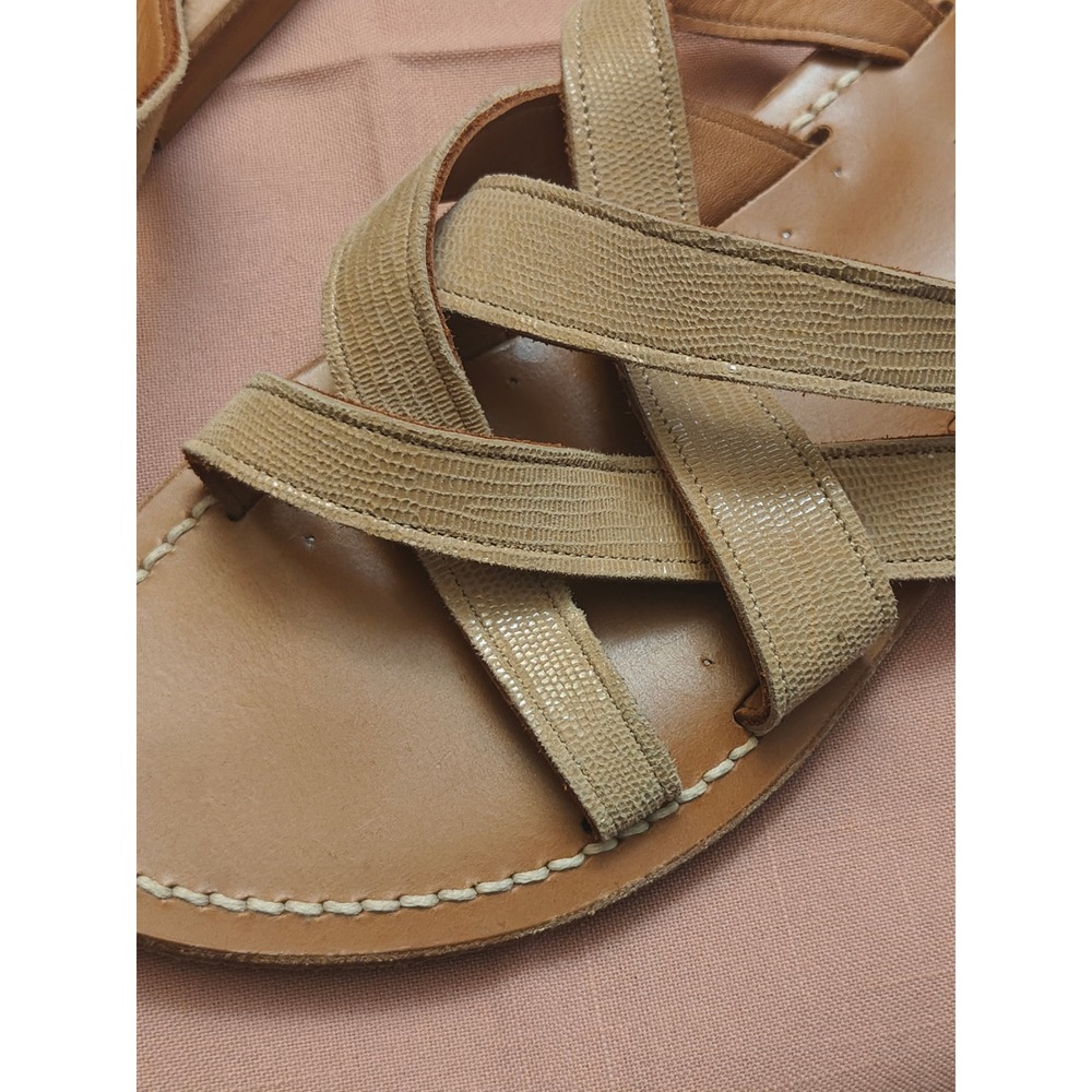 K.Jacques Saint-Tropez Womens Beige Lizard Embossed Leather Strappy Sandals 41 - Picture 2 of 6